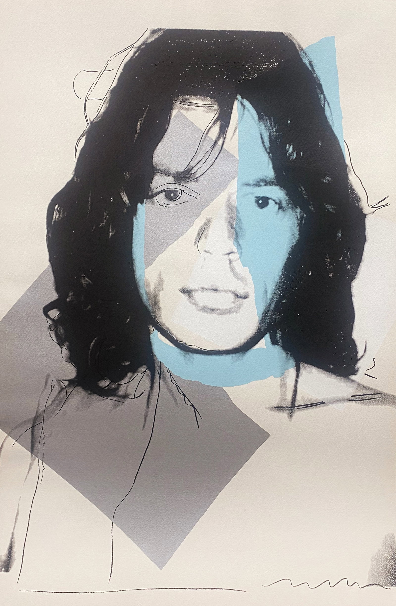 Andy Warhol (American, 1928-1987) Mick Jagger Screenprint on Arches 1975 Serigraph: Andy Warhol (American, 1928-1987) Mick Jagger Screenprint on Arches 1975 SerigraphAndy Warhol Mick Jagger Serigraph Screenprint on D'Arches Watercolor (Rough). 1975. Andy Warhol unsigned working trial