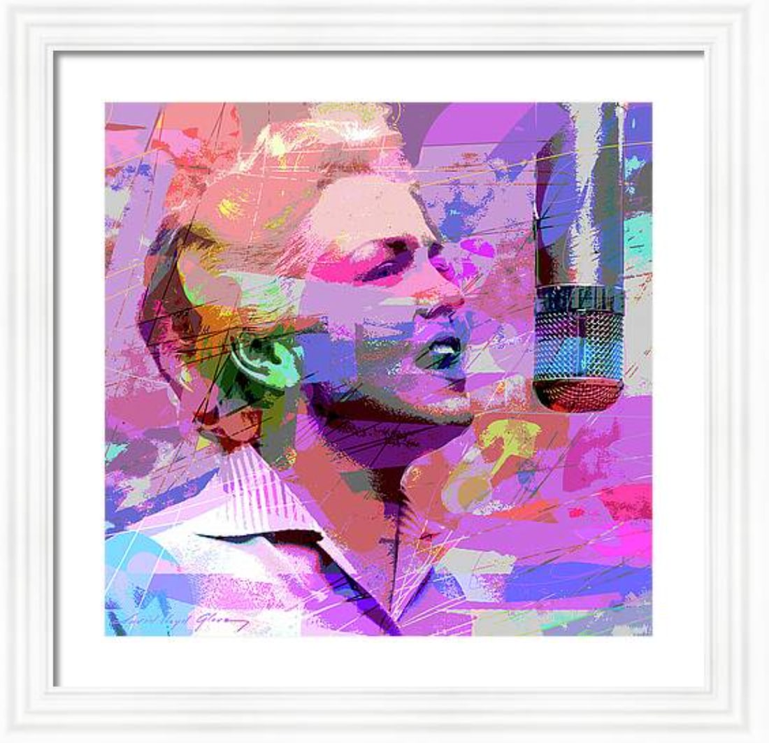 David Lloyd Glover (American, 1949)Peggy Lee Original Mixed Media Painting on canvas by David Lloyd: David Glover (American, 1949) Peggy Lee Original Mixed Media Painting on canvas by David Lloyd Glover Original One of a kind original Hand signed by the artist. Approx 24x18 image size. Custom framed.