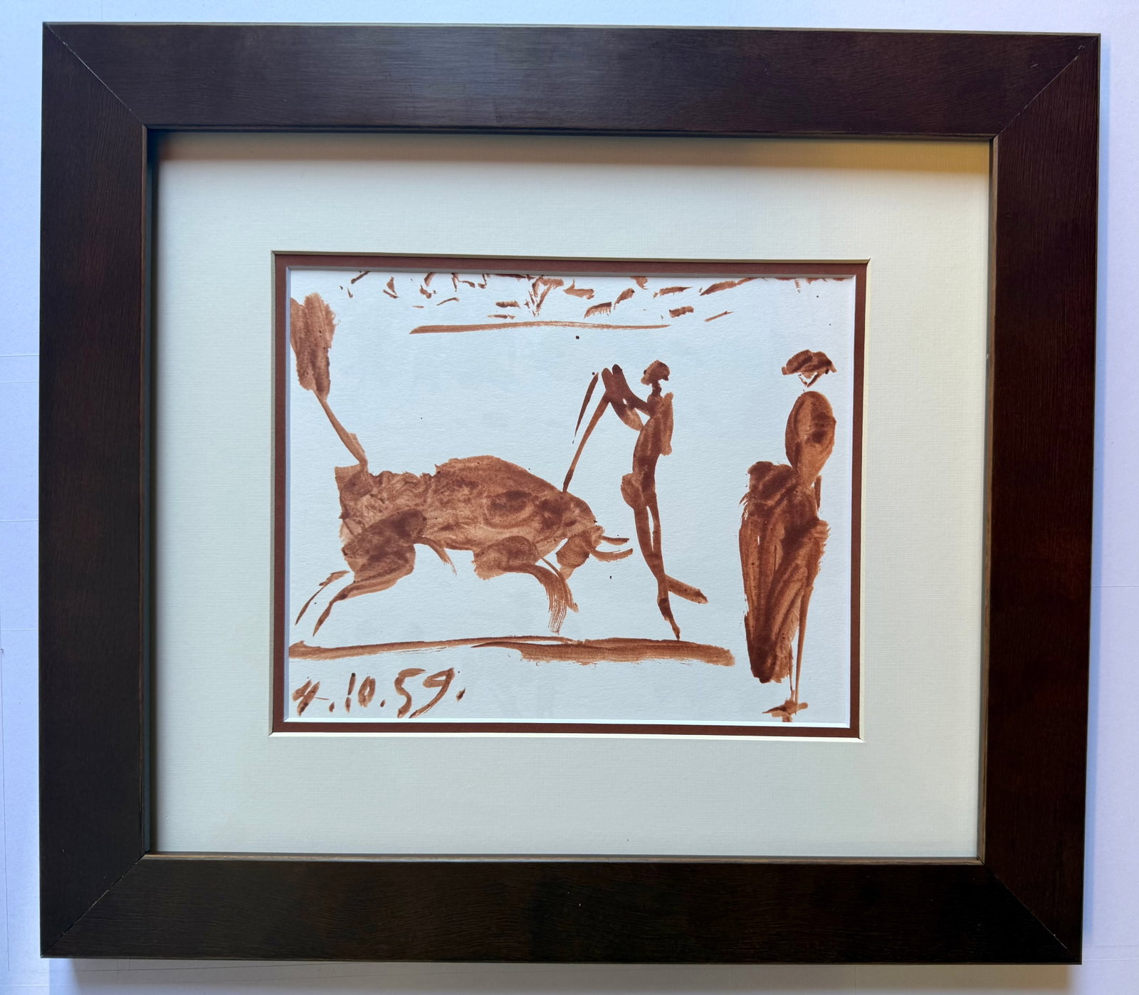 Pablo Picasso (Spanish 1881-1973) lithograph from 1961 Paris.: Pablo Picasso (Spanish 1881-1973) lithograph from 1961 Paris. Image size 9 x 10 inches. Approx. 22 x 20 inches overall. Custom framed Includes documentation. Art Artwork Artist.