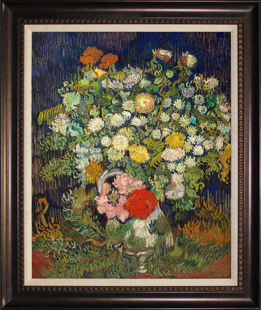 Vincent Van Gogh (Netherlands 1853-1890) Flowers Hand Embellished Painting oil and ink on canvas: Vincent Van Gogh (Netherlands 1853-1890) Flowers Hand Embellished Painting oil and ink on canvas after Vincent Van Gogh Limited Edition The signature is in the plate. Custom framed. Approx 30x28
