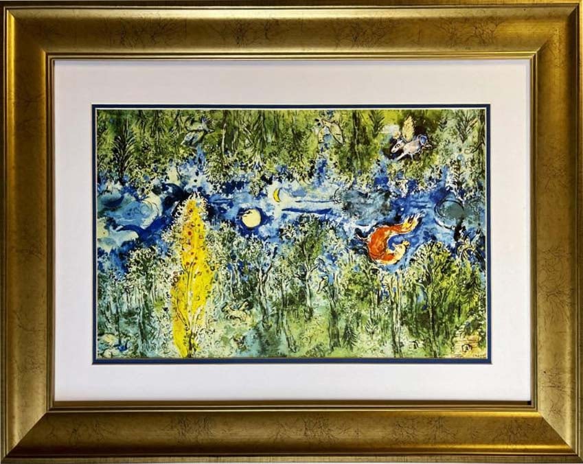 Marc Chagall (Russian-French 1887-1985) Hand signed Lithograph from 1977: Marc Chagall (Russian-French 1887-1985) Hand signed Lithograph from 1977Marc Chagall Hand signed Lithograph from 1975. Approx 24x28 inches. Professionally framed. Includes Certificate of Authenticity.