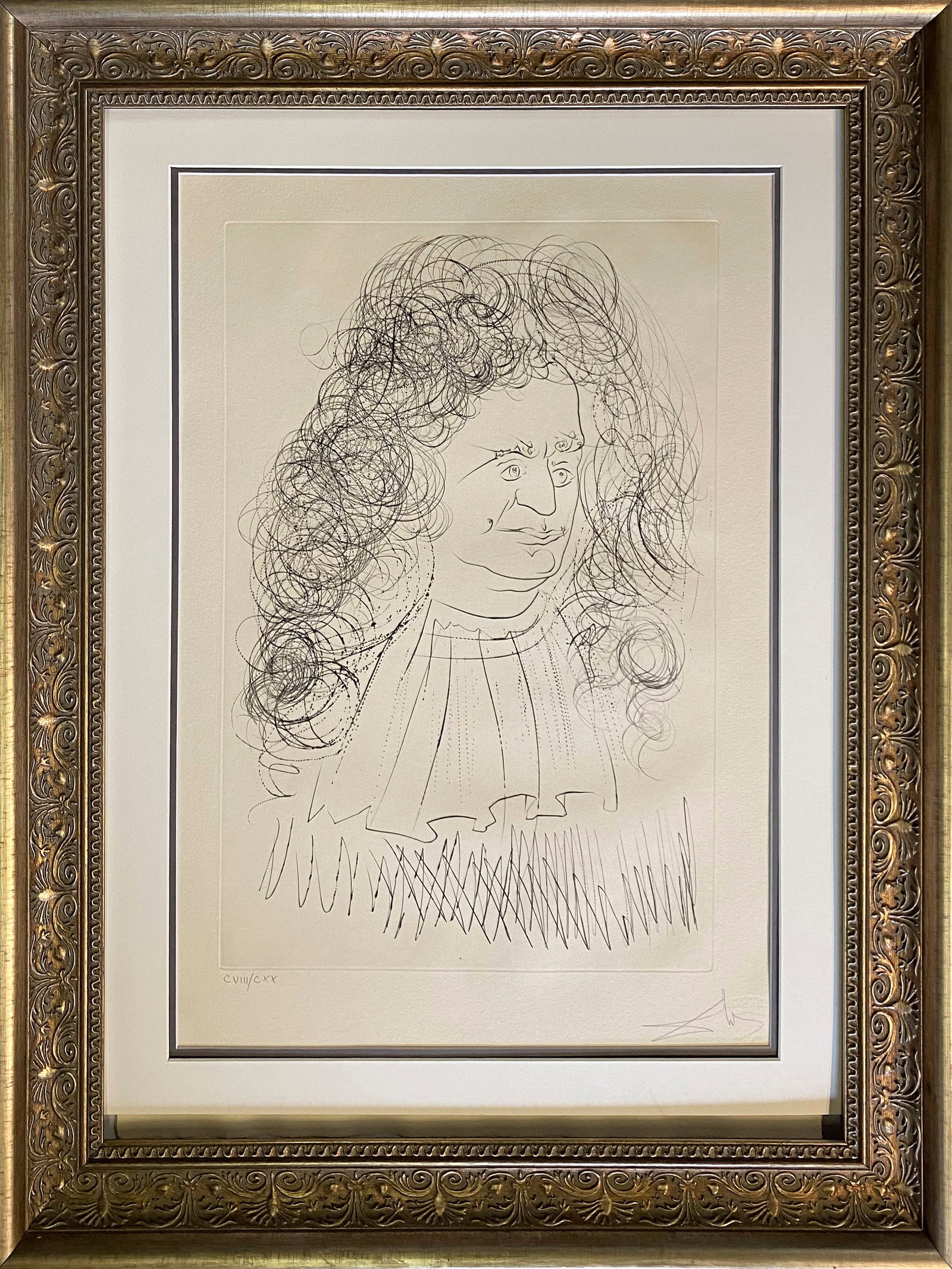 Salvador Dali (Spanish 1904-1989) Portrait of Fontaine Hand signed and numbered Limited Edition (1 of 1)