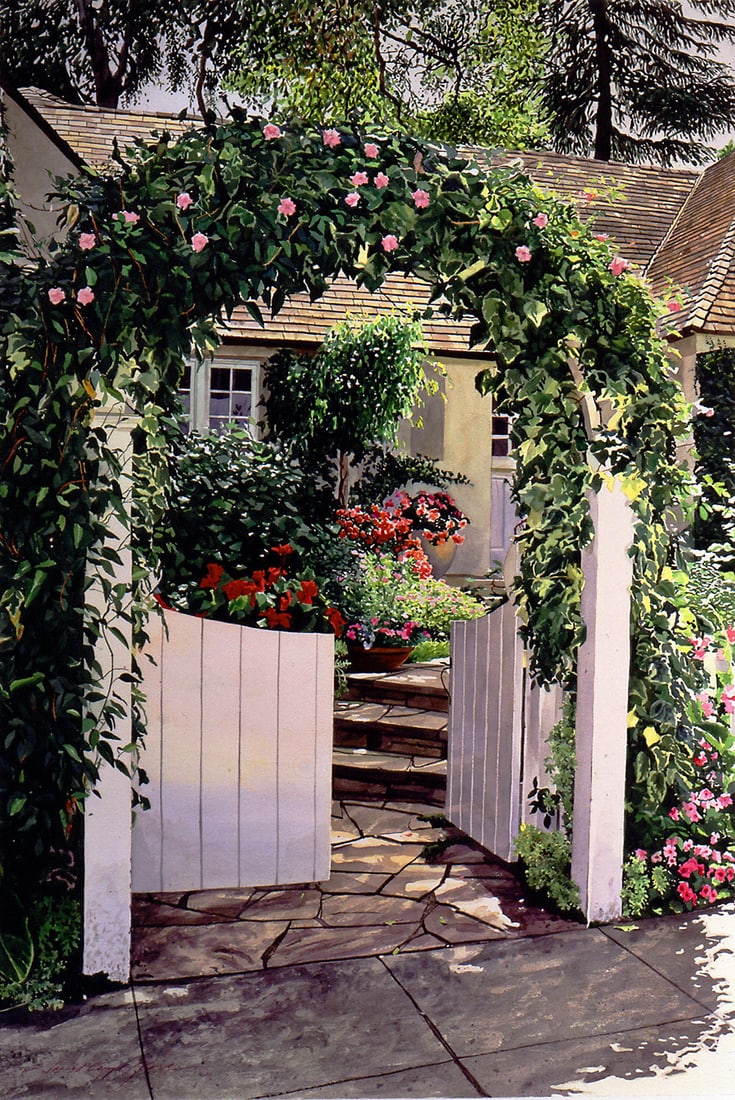 David Lloyd Glover (American 1949) Welcome Cottage Original Mixed Media Painting on canvas by David: David Glover (American, 1949) Welcome Cottage Original Mixed Media Painting on canvas by David Lloyd Glover Hand signed by the artist. Approx 24x18 inches image size custom framed and includes certifi