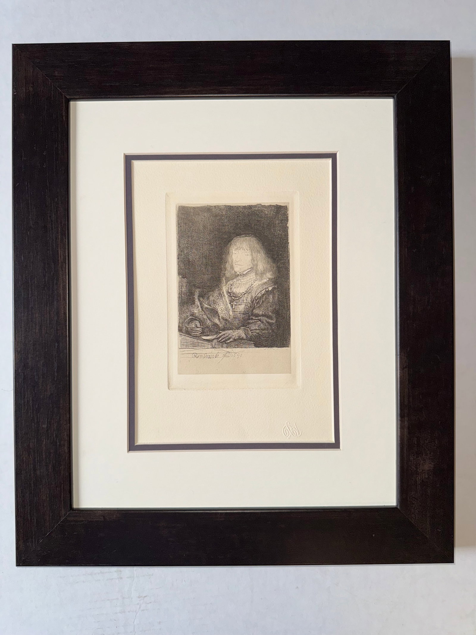 Rembrandt (Dutch, 1606-1669) Etching from the original copper plates created by Amand Durand: Rembrandt (Dutch, 1606-1669) Hand pulled-etching from the original copper plates restored by Amand-Durand (1831-1905) after Rembrandt. Date of original 1650. Approx frame size 20x22 inches. Certificat