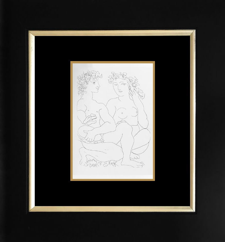 Pablo Picasso (Spanish 1881-1973) lithograph printed in Paris on velin d'arches paper from the: Pablo Picasso (Spanish 1881-1973) lithograph printed in Paris on velin d'arches paper from the Vollard Collection Paper size 10 x 8 inches, frame size approx. 24 x 20 inches. Custom framed. Includes c