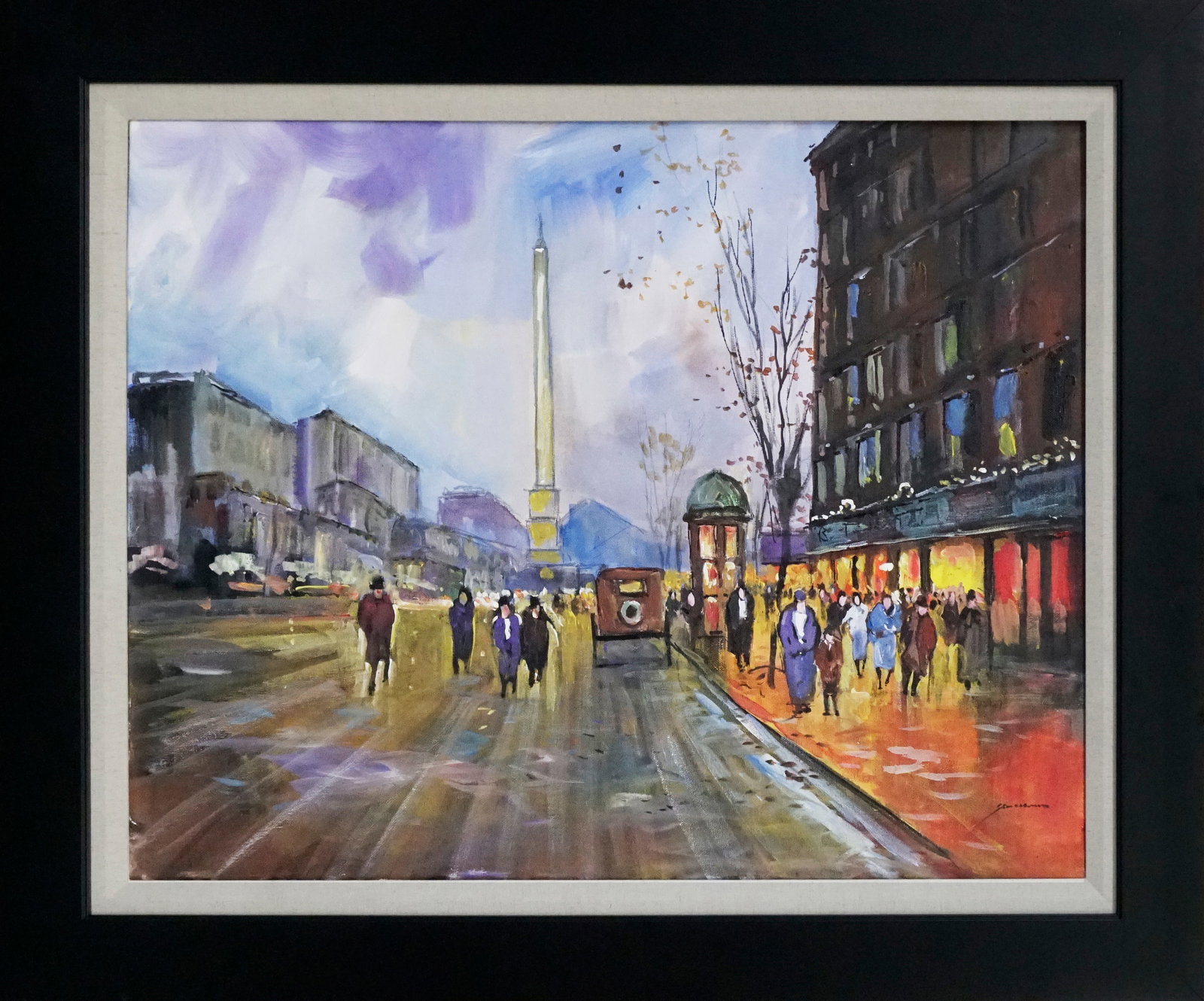 Michael Schofield (American 1947) Hand Embellished Painting on canvas Paris: Michael Schofield (American 1947) Hand Embellished Painting on Canvas. Approx 30 x 26 inches. Custom framed. Includes certificate of authenticity. Hand signed by the artist. Landscape. This work was p