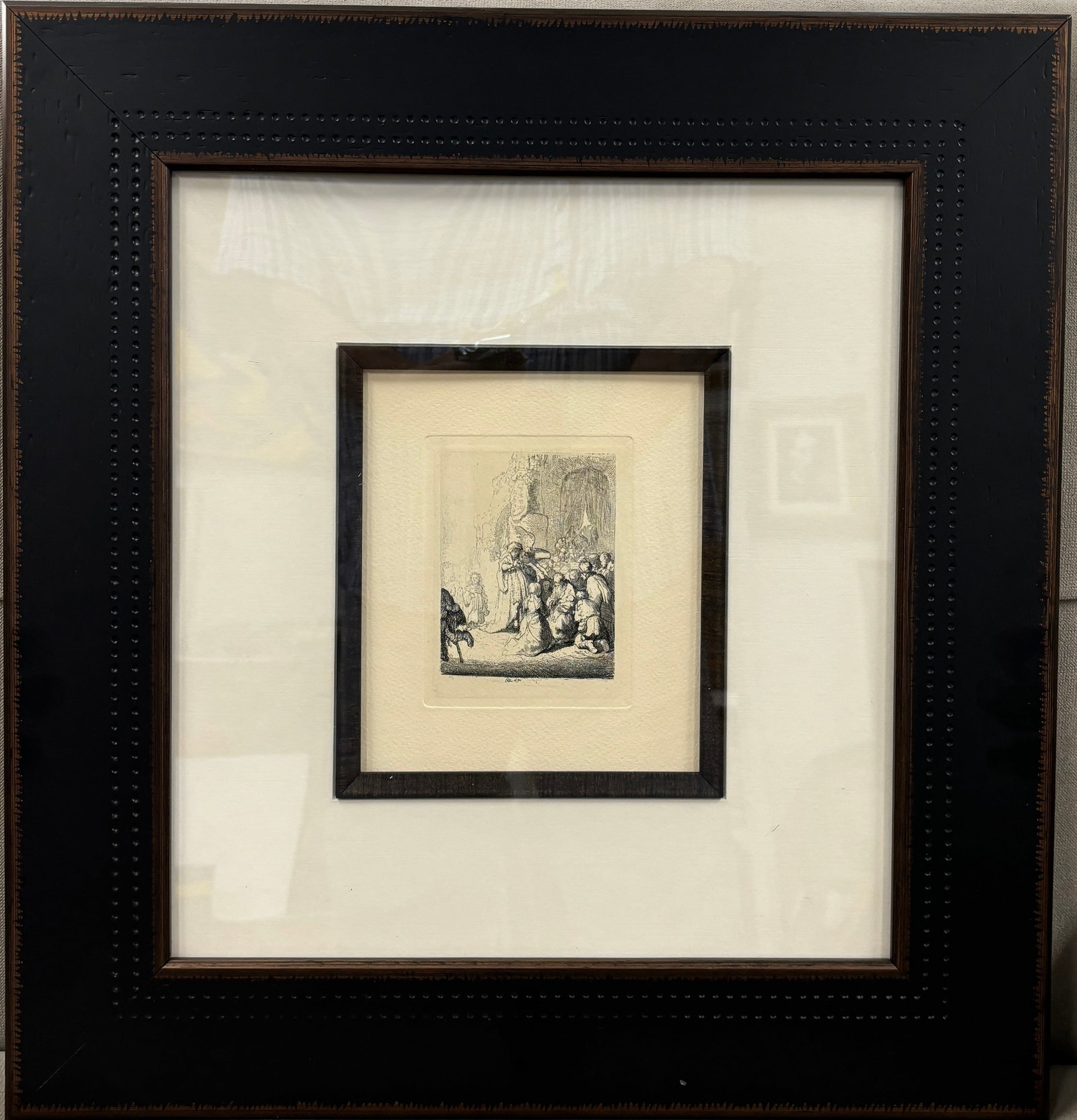 Rembrandt (Dutch, 1606-1669) Etching. Rembrandt restored by Amand Durand.. Certificate of: Rembrandt (Dutch, 1606-1669) Etching from the original copper plates created by Amand Durand. Certificate of Authenticity included. Hand pulled from the original copper plates. Includes framing. Art A