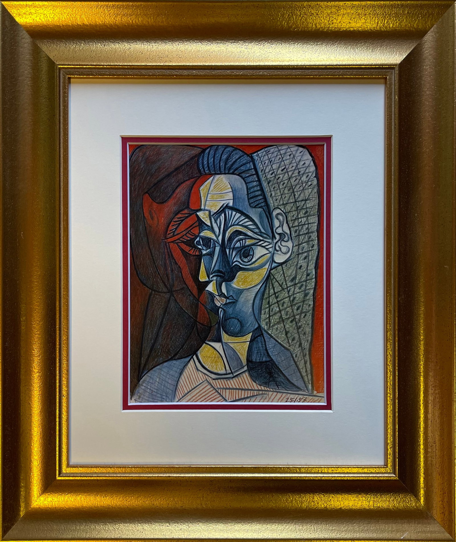Pablo Picasso (Spanish 1881-1973) color Plate Lithograph from 1970: Pablo Picasso (Spanish 1881-1973) color plate Lithograph from 1970 and signed in the plate. Custom framed and includes documentation. Approx 22x20 inches. Art Artwork Artist.