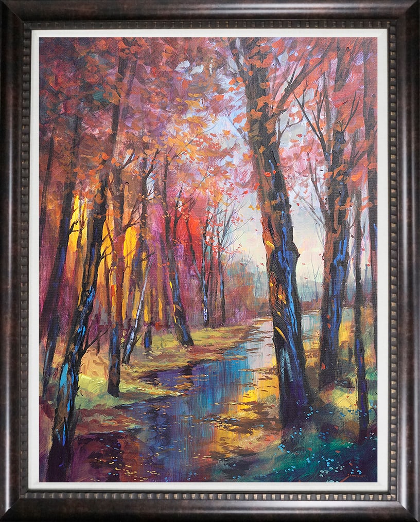 Michael Schofield (American 1947) Original painting acrylic on canvas Michael Schofield landscape: Michael Schofield (American 1947) Original Painting on canvas. Approx. 40 x 30 inches. Hand signed by the artist. One of a kind original Custom framed Includes certificate. This work was purchased dir