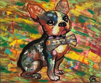 Puppy's Picture Day Original Painting on canvas by Art Chorny: Puppy's Picture Day Original Painting on canvas by Art Chorny. Approx 30x24 inches One of a kind original Hand signed by the artist. and includes certificate of authenticity. This comes framed. Art Ar