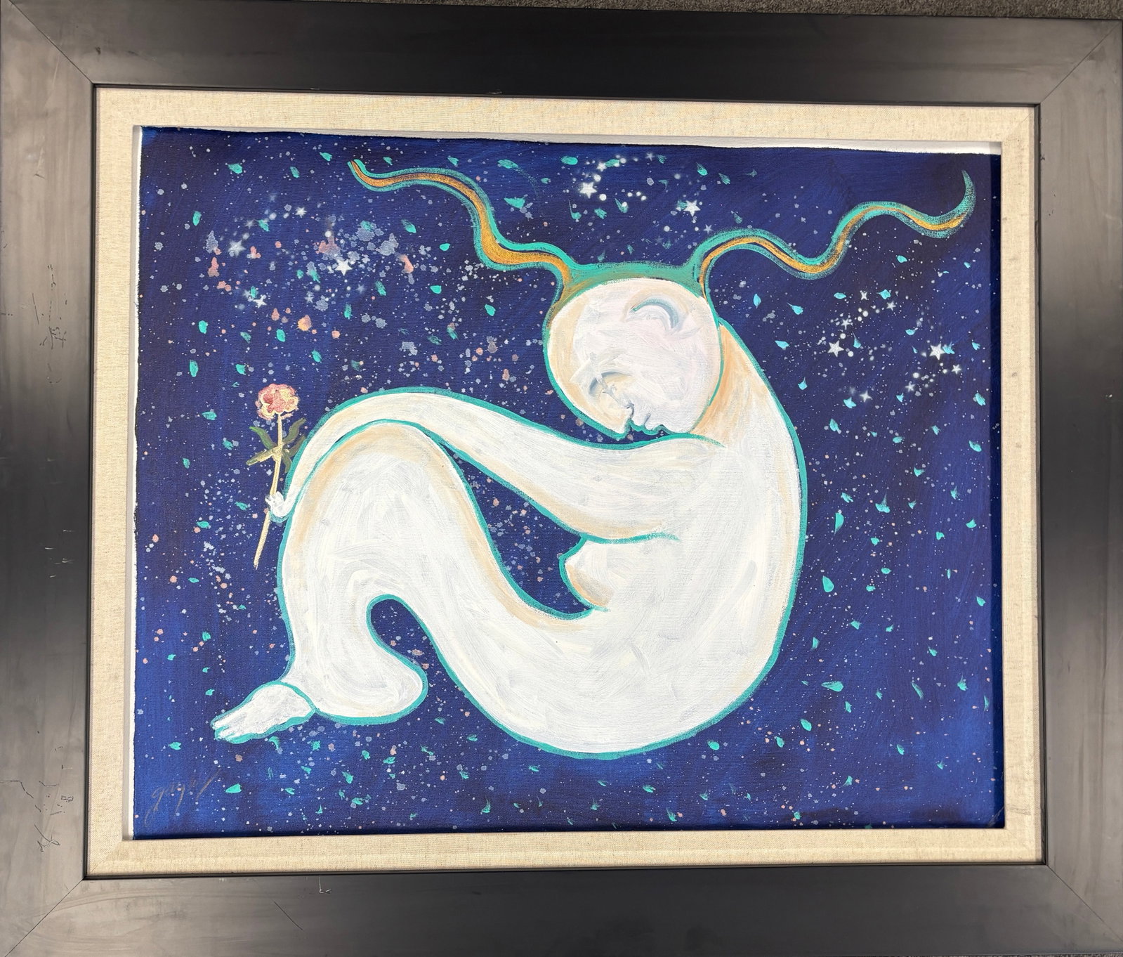 Gaylord Soli (American 1939) Original Painting on canvas by Gaylord Soli: Gaylord Soli (American 1939) - Original acrylic on canvas One of a kind. Hand signed by the artist. Approx. 30x24 inches image size. Includes Certificate of Authenticity. Custom framed. This work was 