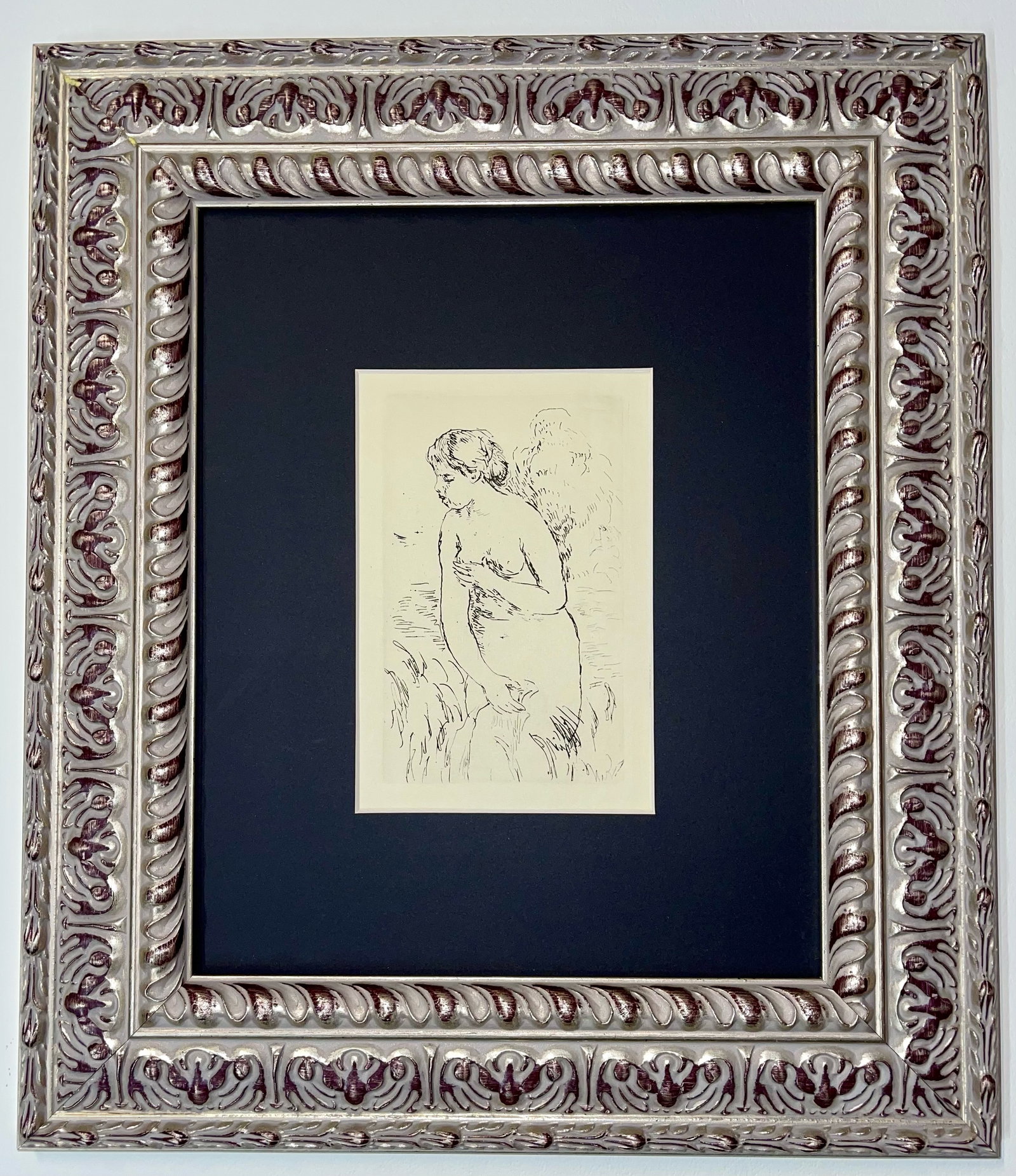 Pierre Renoir (French 1841-1919) Etching: Pierre Renoir (French 1841-1919) Etching Approx 18x14 inches. This etching was produced from the original copper plates from 1919 before Renoir's death. This was printed by hand in Paris. Custom frame