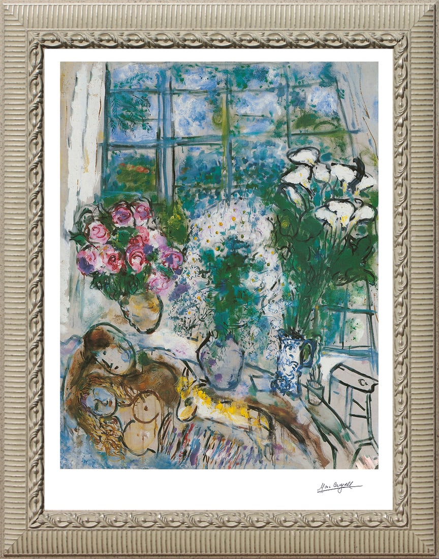 Marc Chagall (Russian-French 1887-1985) Marc Chagall-Limited Edition Lithograph -The White Window: Marc Chagall (Russian-French 1887-1985) The White Window - Marc Chagall. Limited Edition Marc Chagall. The signature is in the plate. Includes documentation. Approx. 24 x 30 inches. Custom framed. Art