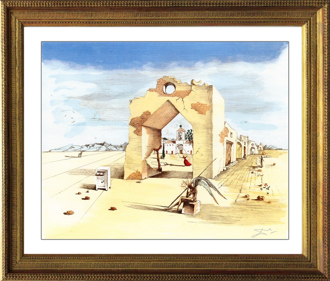 Salvador Dali (Spanish 1904-1989) Paranoid Village Limited Edition Lithograph: Salvador Dali (Spanish 1904-1989) Paranoid Village Limited Edition LithographSalvador Dali-Limited Edition Lithograph- Dali Paranoid Village. The signature is in the plate. Includes Certificate of Aut