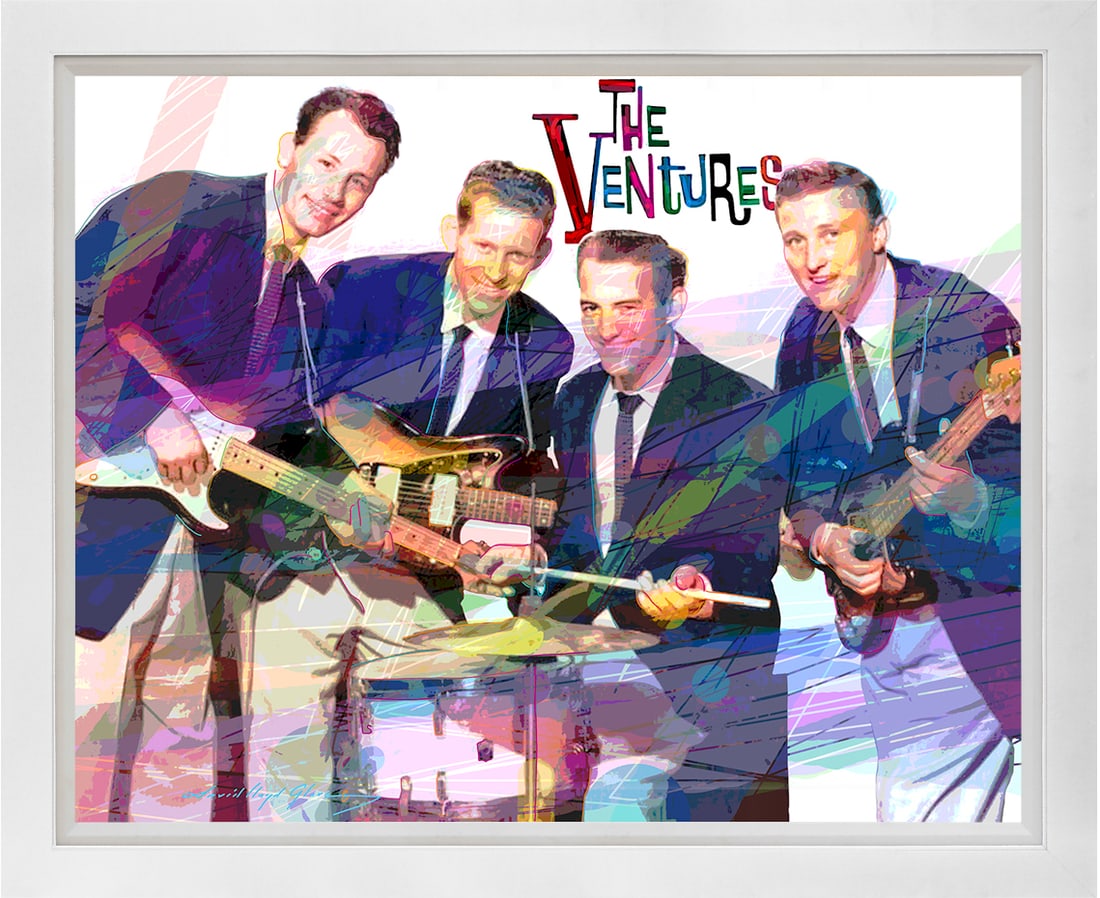 David Lloyd Glover (American 1949) The Ventures Walk Don't Run Mixed Media Original Painting on: Mixed Media Original Painting on canvas David Lloyd Glover. One of a kind. Hand signed by the artist. On canvas. Approx image size 24 x18 inches Custom framed and includes certificate. This work was p