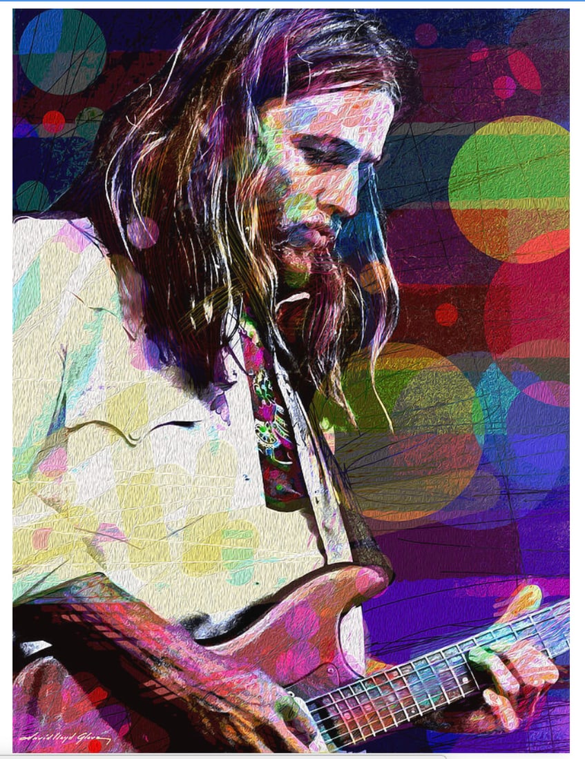 David Glover (American, 1949) Original Mixed Media Painting on canvas David Gilmour Pink Flloyd (1 of 1)