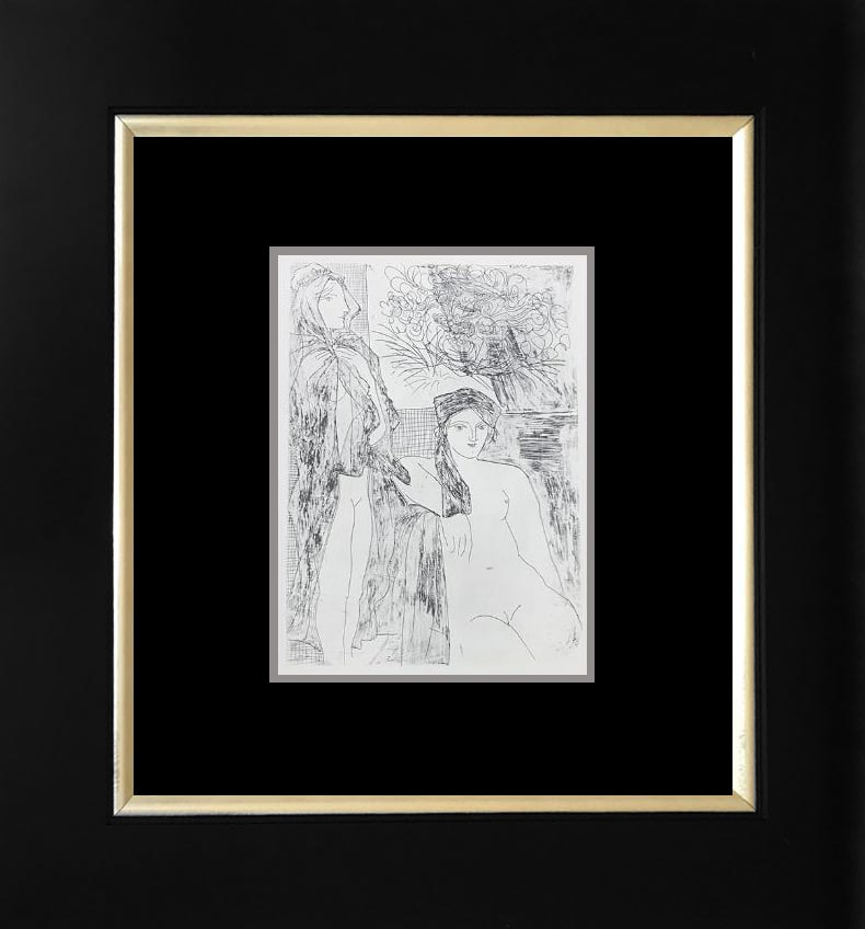 Pablo Picasso (Spanish 1881-1973) lithograph printed in Paris on velin d'arches paper from the: Pablo Picasso (Spanish 1881-1973) lithograph printed in Paris from the Vollard Collection 1956 Paper size 10 x 8 inches, frame size approx. 24 x 20 inches. Custom framed. Includes certificate. Art Art