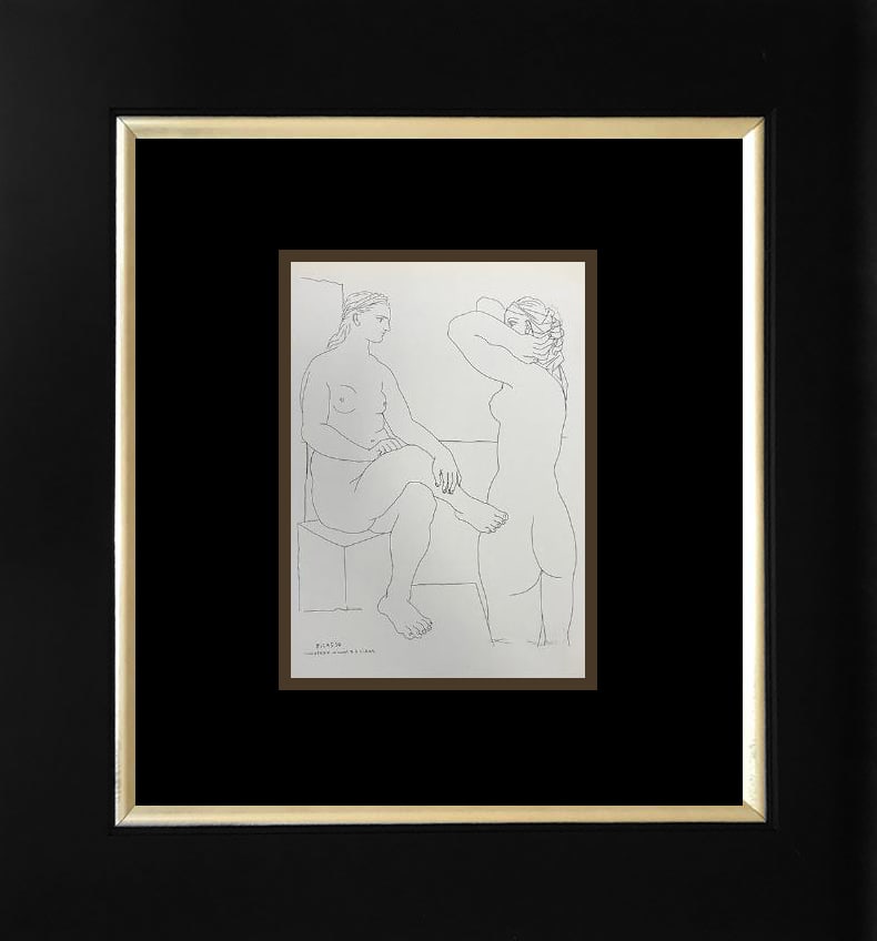 Pablo Picasso (Spanish 1881-1973) lithograph printed in Paris on velin d'arches paper from the: Pablo Picasso (Spanish 1881-1973) lithograph printed in Paris on velin d'arches paper almost 100 years ago. Paper size 10 x 8 inches, frame size approx 24 x 20 inches. Custom framed. Includes certific