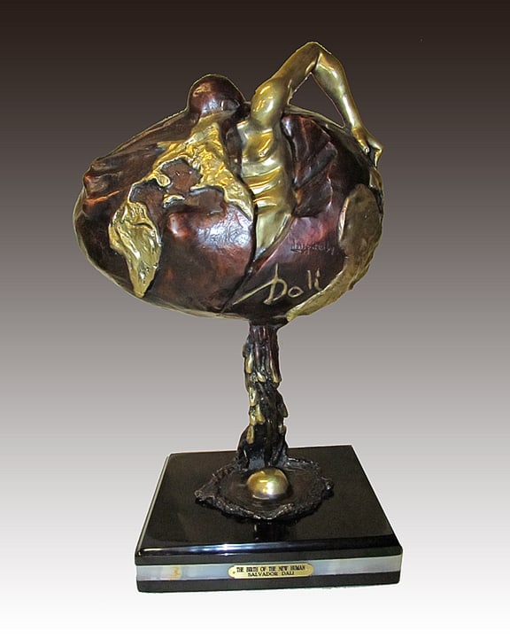 Salvador Dali (Spanish 1904-1989) Birth of a Human Bronze Sculpture: Salvador Dali (Spanish 1904-1989) Birth of a Human Bronze SculptureBirth of a Human -High polished Bronze Sculpture signed Salvador Dali in the cast. Approx 30 inches tall. Created with the lost wax m