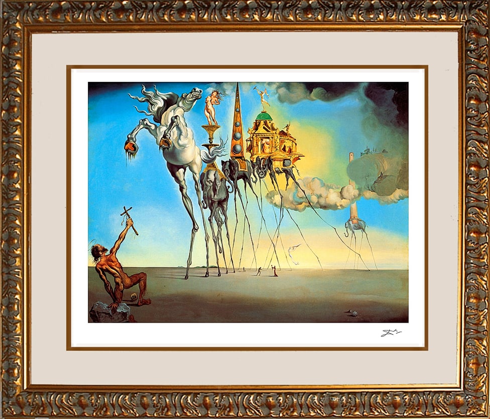 Salvador Dali (Spanish 1904-1989) The Temptation of St Anthony Limited Edition: Salvador Dali (Spanish 1904-1989) The Temptation of St Anthony Limited Edition Salvador Dali Limited Edition the Temptation of St Anthony. Approx 26 x 30 inches. The signature is in the plate. Include