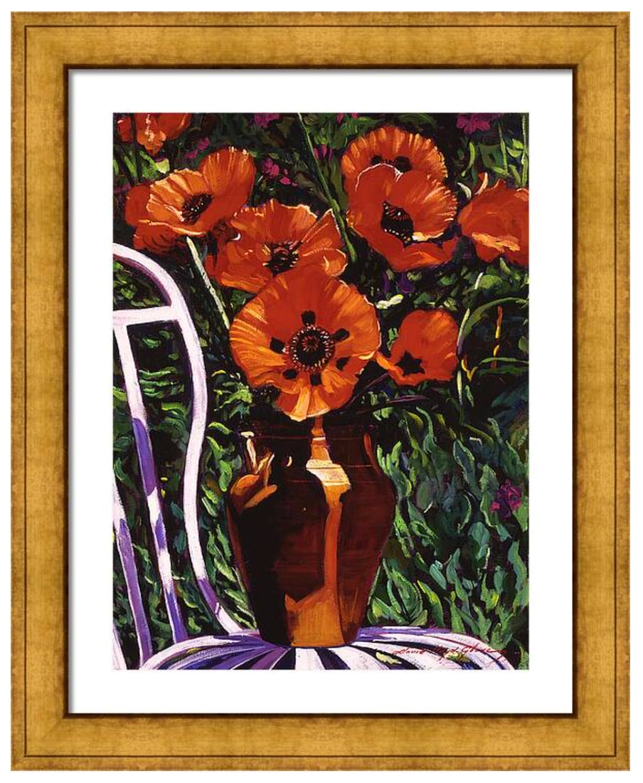 David Lloyd Glover (American 1949) Red Poppies Original Mixed Media Painting on canvas by David (1 of 1)