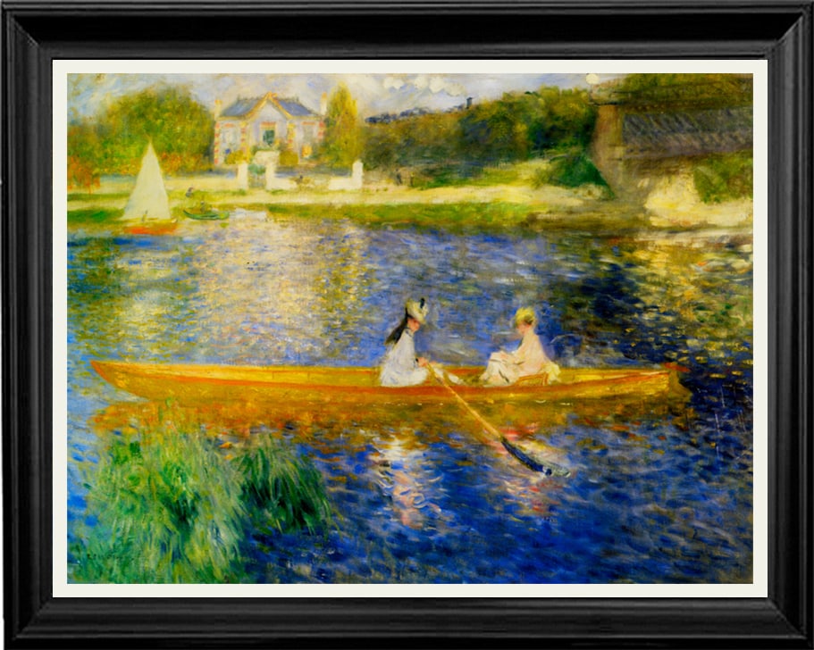 Pierre Renoir (French 1841-1919) The Skiff Hand Embellished Painting on canvas landscape: Pierre Renoir (French 1841-1919) -Hand Embellished Painting Limited-Edition ink on canvas-The Skiff. Includes documentation. Approx. 26x32 inches. The signature is in the plate. Art Artwork Artist.