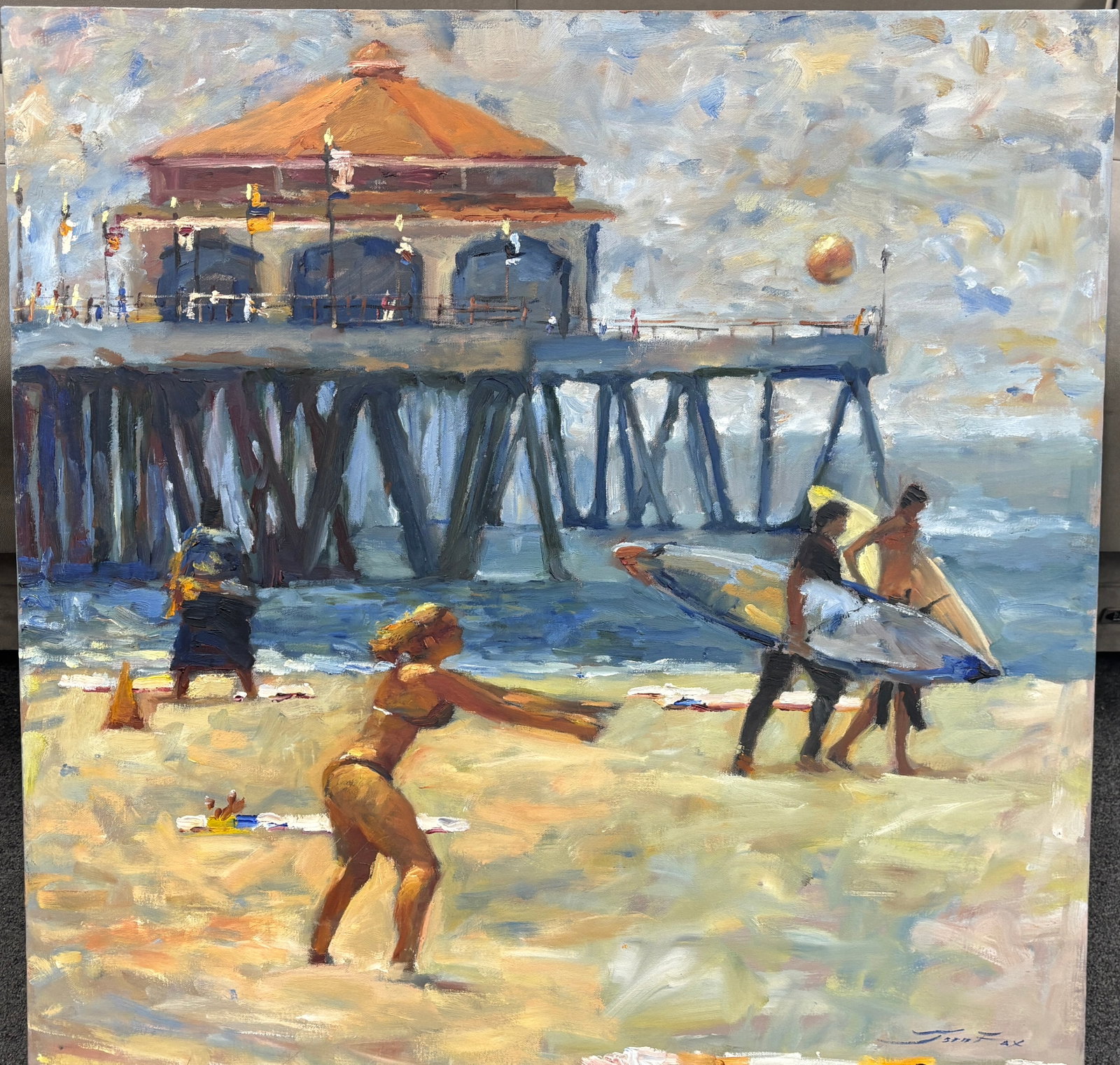Jorn Fox (American 1954) Original oil on canvas: Original Painting on canvas by Jorn Fox (American 1954) Hand signed by the artist. One of a kind original. On canvas Approx 30 x 30 inches image size. Custom framed and includes certificate. This work