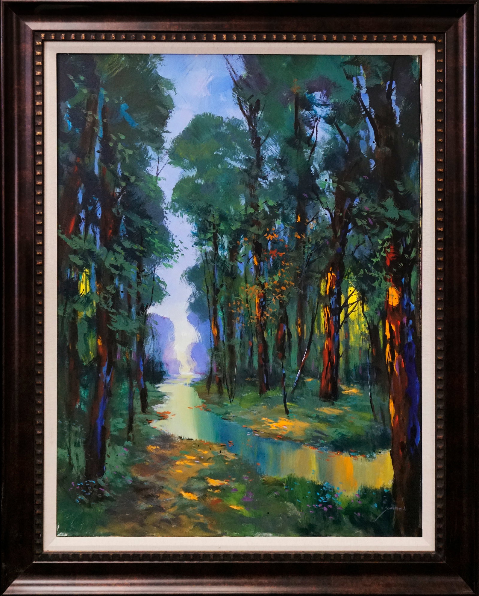 Michael Schofield (American 1947) Original Painting on canvas by Michael Schofield Landscape: Michael Schofield (American 1947) Original Painting on canvas by Michael Schofield (American 1947) One of a kind original Hand signed by the artist approx 30 x 40 inches image size Custom framed and i
