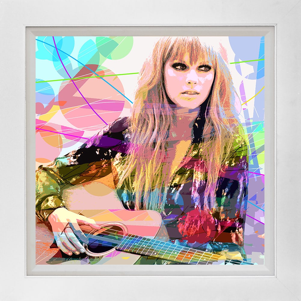 David Lloyd Glover (American 1949) Taylor Swift Hand Embellished Painting on canvas by David Lloyd: Hand Embellished Painting on canvas by David Lloyd Glover Hand signed by the artist. On canvas image size. Approx image size 18x24 inches. Custom framed and includes certificate Art Artwork Artist.