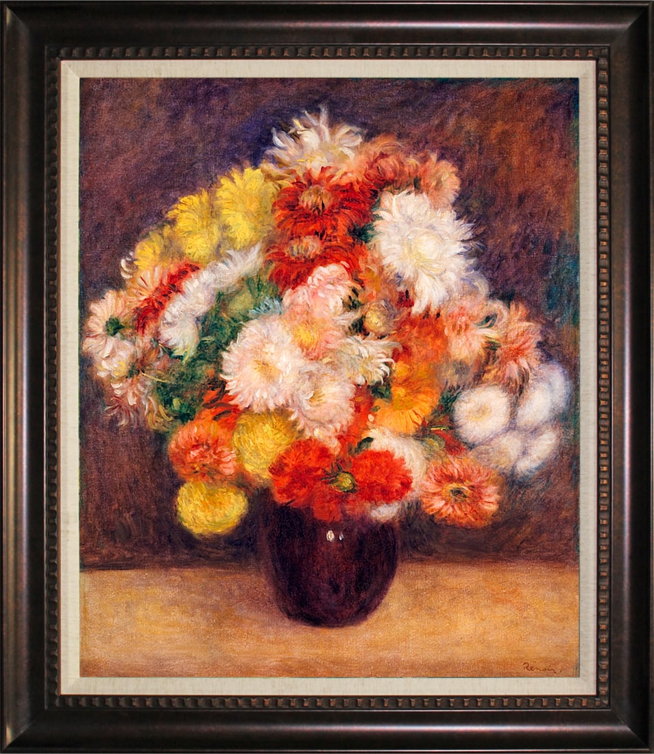 Pierre Renoir (French 1841-1919) StillLife Pierre Renoir (French 1841-1919) Hand Embellished: Pierre Renoir (French 1841-1919) StillLife Pierre Renoir (French 1841-1919) Hand Embellished Painting canvas. Custom framed. Approx 26x20 inches. Includes documentation. Pierre Renoir (French 1841-191