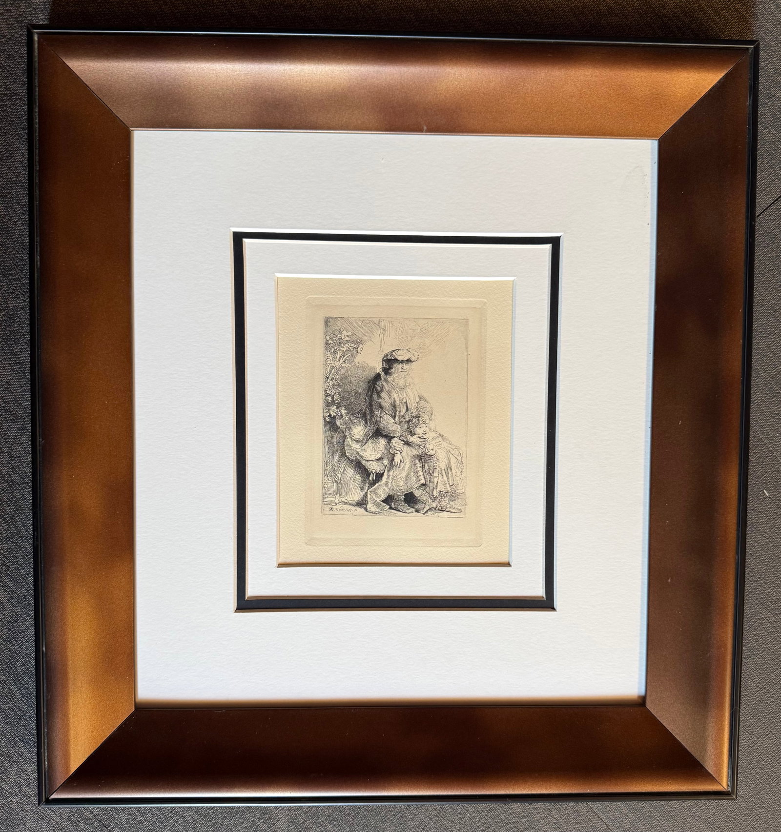 Rembrandt (Dutch, 1606-1669) Etching from the original copper plates created by Amand Durand: Rembrandt (Dutch, 1606-1669) Etching from the original copper plates created by Amand Durand From the Vollard Collection. Approx 15x13 inches image size. Includes certificate and is custom framed.