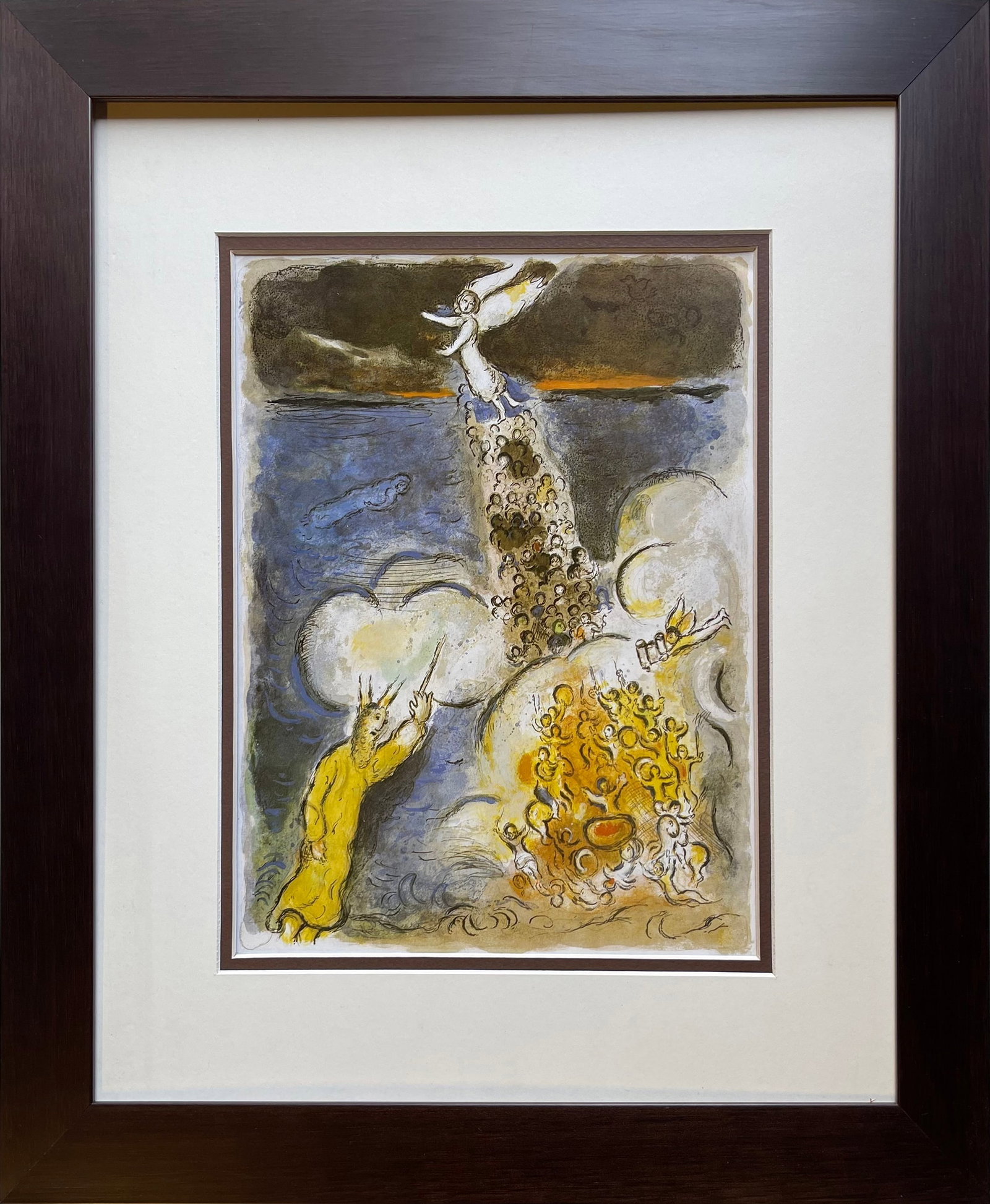 Marc Chagall (Russian-French 1887-1985) Marc Chagall Lithograph from 1970: Marc Chagall (Russian-French 1887-1985) Marc Chagall color plate lithograph from 1970 France Approx 24 x 20 inches. Includes certificate. Custom framed. Art Artwork Artist.