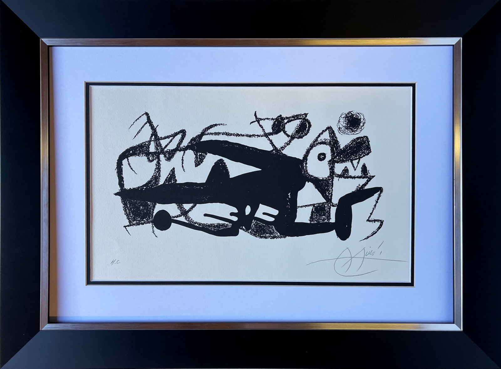 Joan Mrio (Spanish 1893-1983) 1970 Fotoscript Original Lithograph Hand signed HC Artist Proof: Joan Mrio (Spanish 1893-1983) 1970 Fotoscript Original Lithograph Hand signed HC Artist ProofJoan Mrio 1970 Fotoscript. Original Lithograph Hand signed. HC Artist Proof. Custom framed Hand signed by J