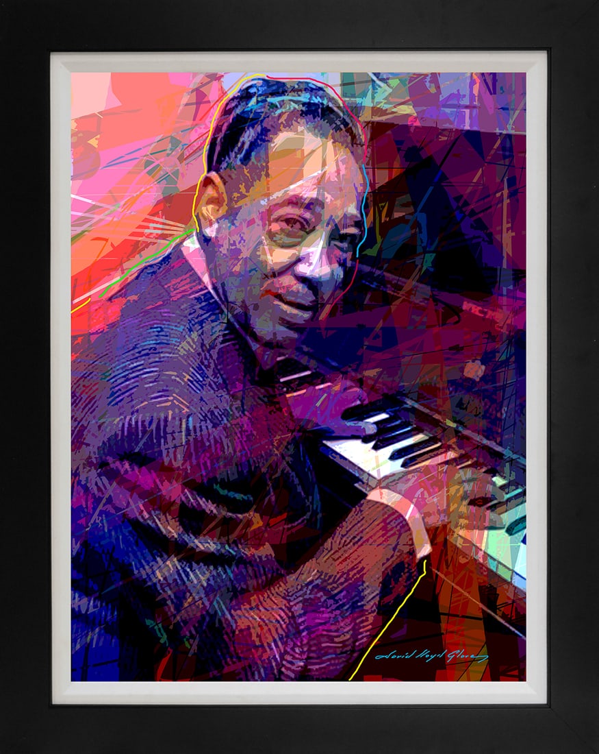 David Lloyd Glover (American 1949) Duke Ellington at the piano Hand Embellished Painting on canvas (1 of 1)