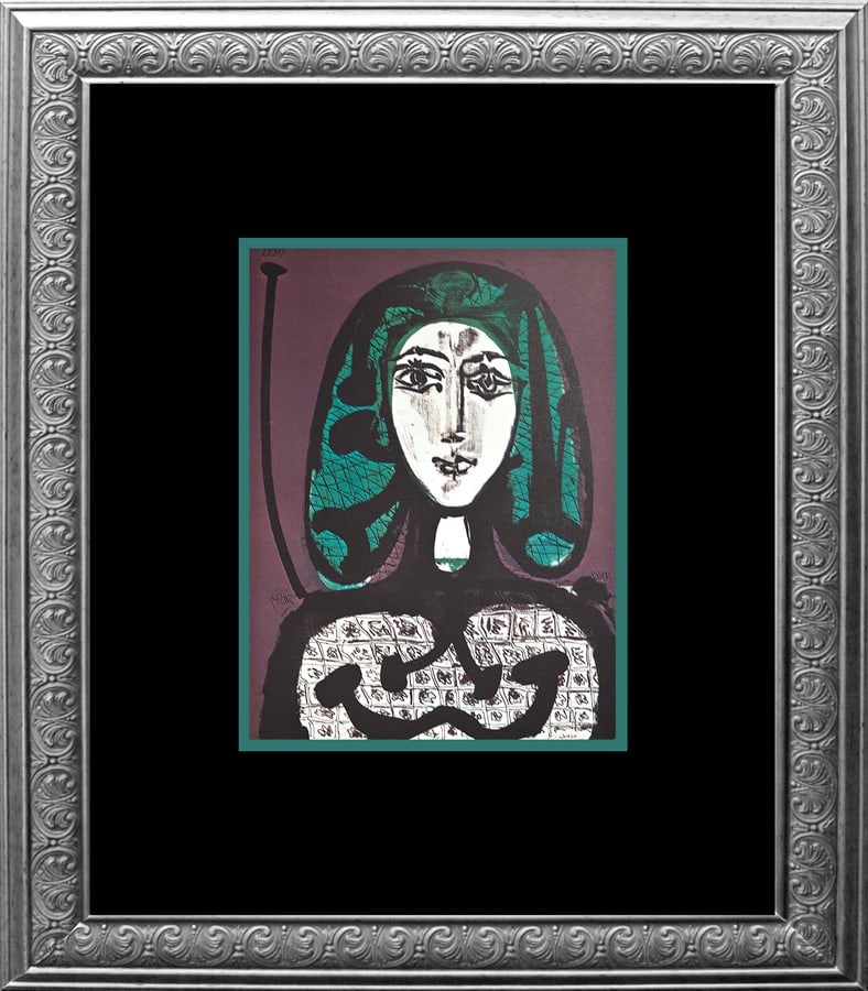 Pablo Picasso (Spanish 1881-1973) 1973 Color Plate Lithograph: Pablo Picasso (Spanish 1881-1973) 1973 Original Lithograph Pablo Picasso (Spanish 1881-1973) Signed and dated in the plate. Approx 20x24 inches. Includes Certificate of Authenticity. Professionally fr