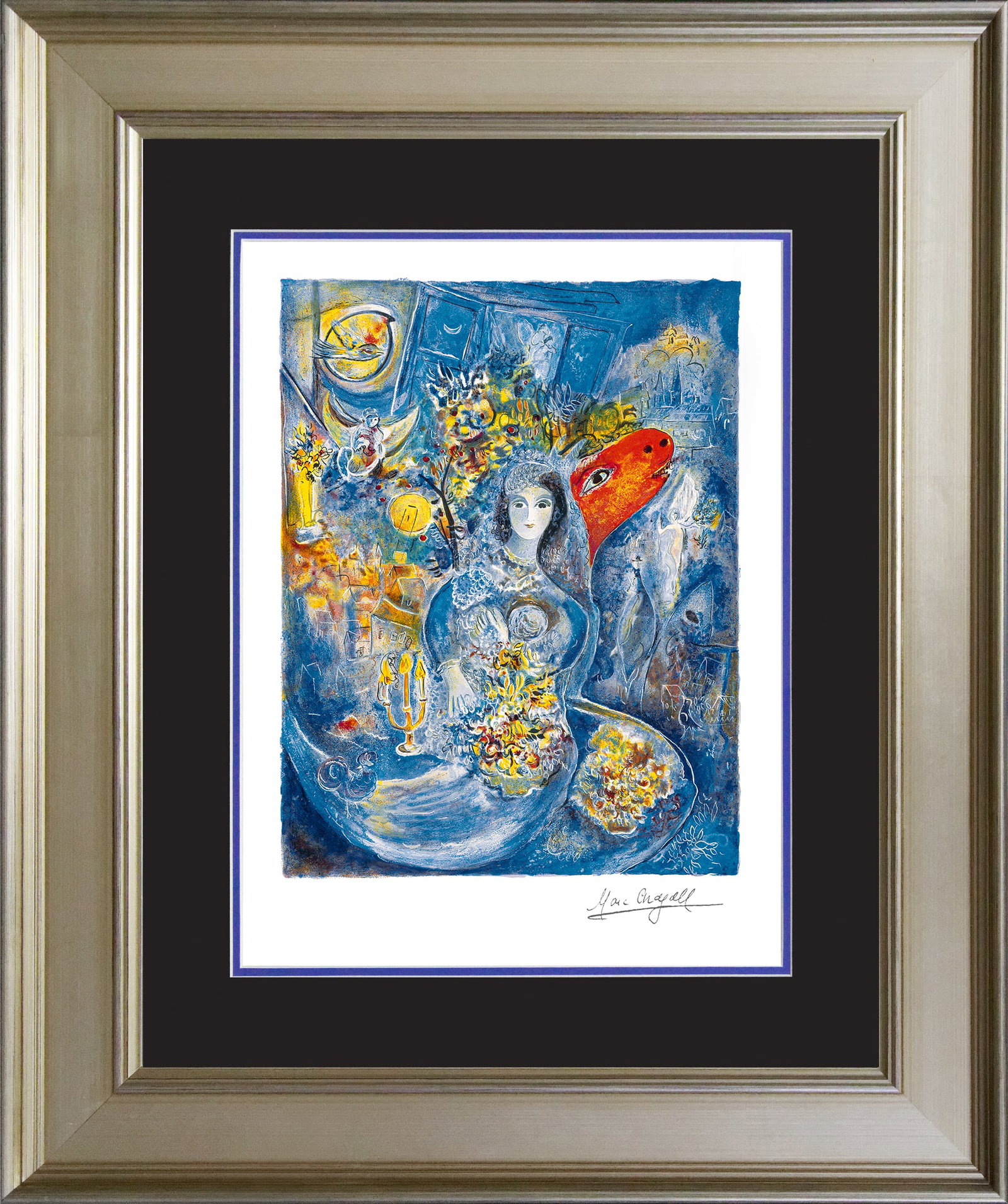 Marc Chagall (Russian-French 1887-1985) Marc Chagall Bella and the Red Horse Marc Chagall Limited: Marc Chagall (Russian-French 1887-1985 Marc Chagall. Limited edition lithograph on archival watercolor paper. The signature is in the plate. Certificate of Authenticity is included. Approx. 25x30". Cu