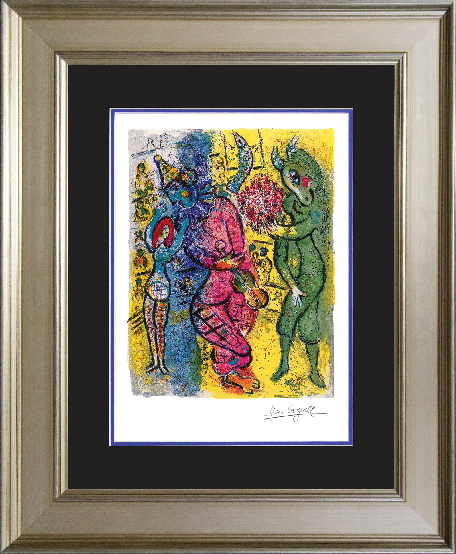 Marc Chagall (Russian-French 1887-1985) Marc Chagall Circus II Marc Chagall Limited Edition: Marc Chagall (Russian-French 1887-1985) Marc Chagall. Limited edition lithograph on archival watercolor paper. The signature is in the plate. Certificate of Authenticity is included. Approx. 25x30 in.
