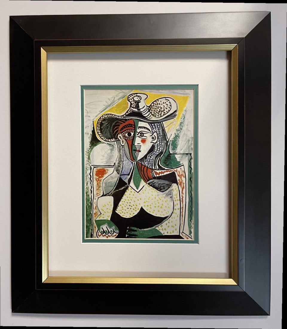 Pablo Picasso (Spanish 1881-1973) color plate lithograph from 1974: 1974 Pablo Picasso (Spanish 1881-1973) Color Plate Lithograph Approx. 20x24 inches. Professionally framed. Includes certificate of authenticity. Art Artwork Artist.