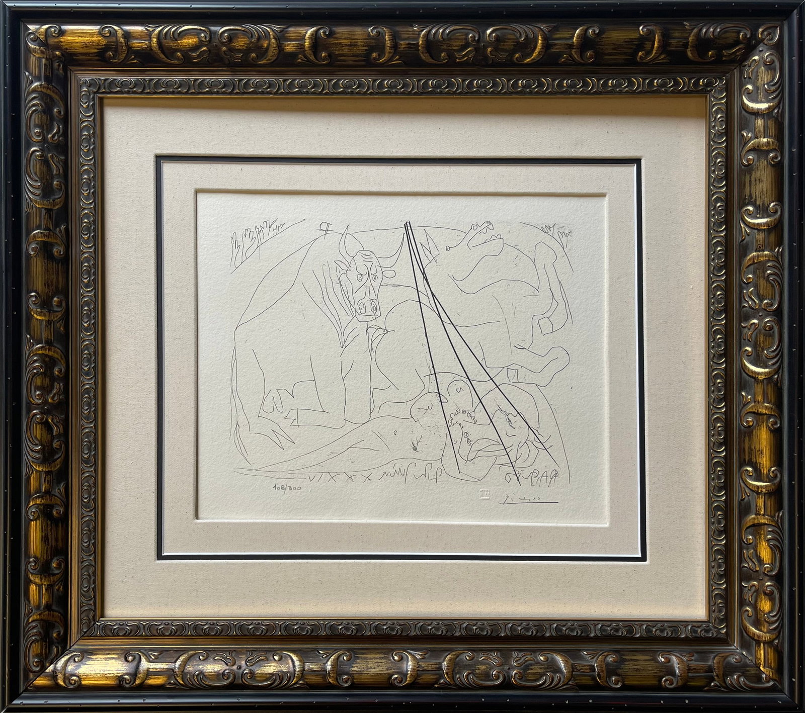 Pablo Picasso (Spanish 1881-1973) lithograph limited edition with museum official stamp: Pablo Picasso (Spanish 1881-1973) Lithograph from 1990-1992 Suite Vollard. Authorized by the Picasso Family. Each piece is numbered from an edition of 300, and includes the museum stamp on the back wi