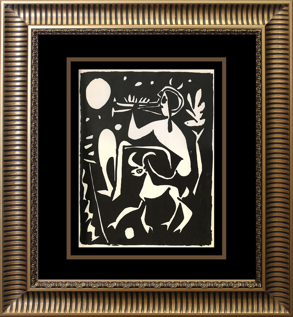 Pablo Picasso (Spanish 1881-1973) Lithograph from 1950: Pablo Picasso (Spanish 1881-1973) Lithograph from 1950. Approx 24x20 inches. and includes certificate. Custom framed. Art Artwork Artist.