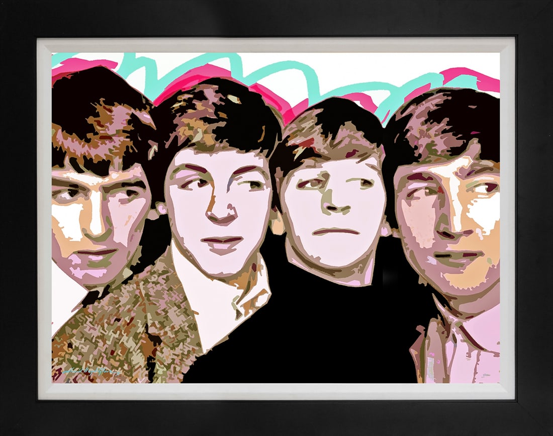 David Lloyd Glover (American 1949) The Beatles Love Mixed media original David Lloyd Glover: The Beatles Love Mixed media on canvas by David Lloyd Glover Hand signed by the artist. On canvas. Approx 30x24 inches. Custom framed and includes certificate. This work was purchased directly from th