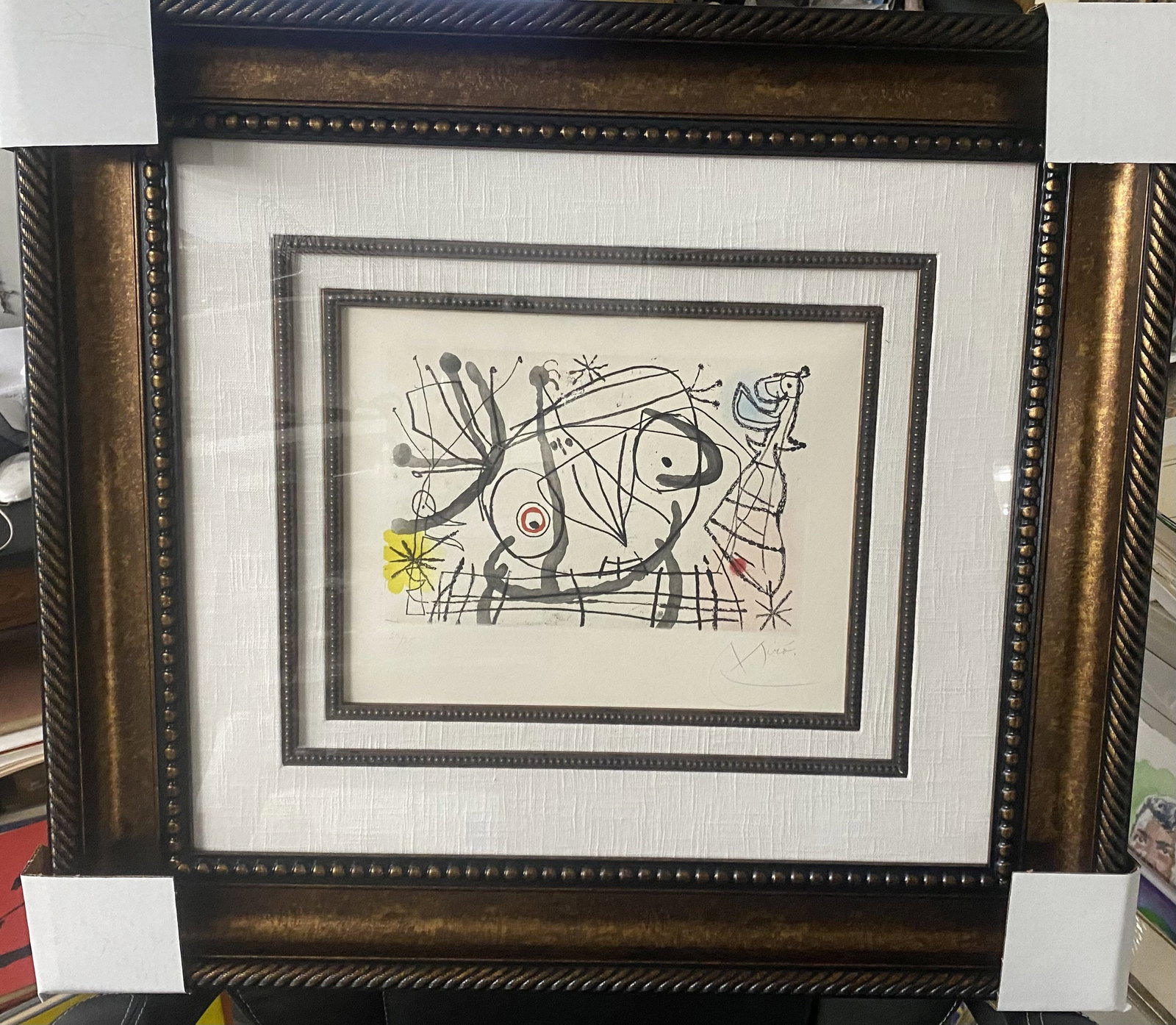 Joan Miro (Spanish 1893-1983) Fissures from 1969 original Etching Aquatint Limited Edition Hand: Joan Miro (Spanish 1893-1983) Fissures from 1969 original Etching Aquatint Limited Edition Hand signed and numbered on paper 21x10 inches approx image size. Publisher is Maeght Publisher.Fissures from