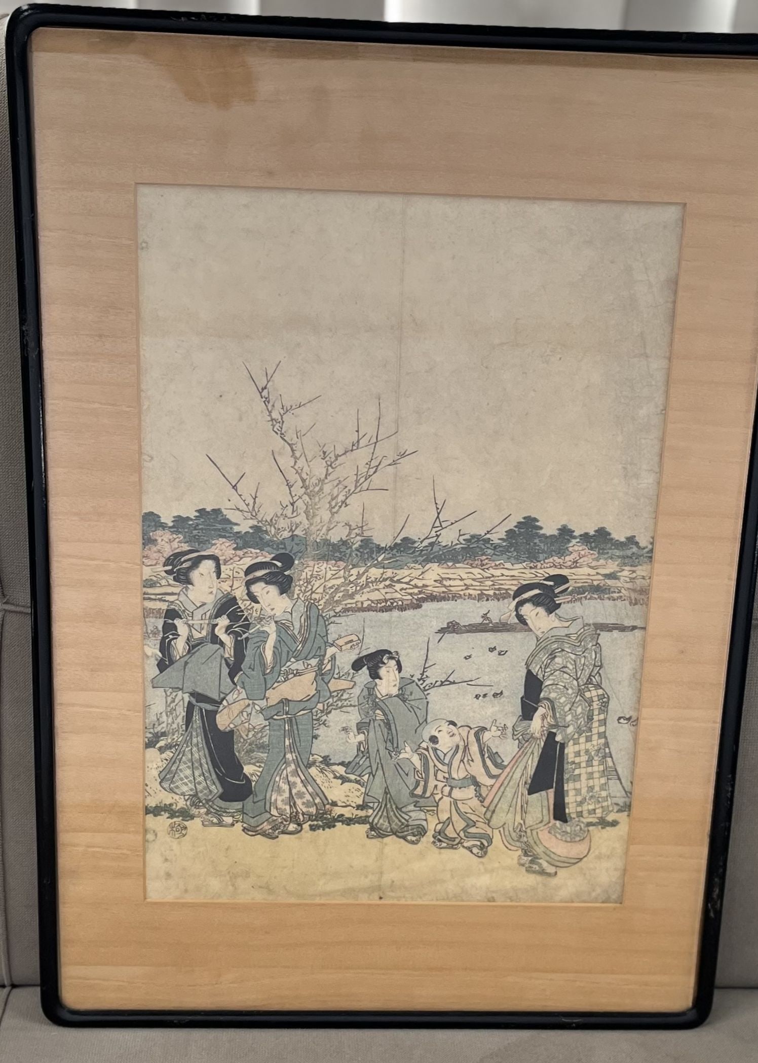Vintage Japanese Original Woodblock: Vintage Japanese Original Woodblock. Excellent Condition. In Original Frame. 19-1/2 x 13-1/2 inches. step Art Artwork Artist.