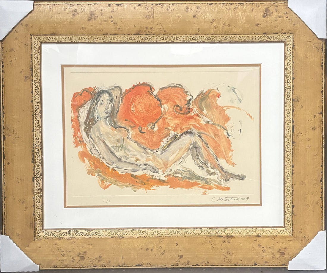 Clemeatine Mortashed original color etching one of one number. One of a kind beautifully framed.: Clemeatine Mortashed original color etching 1/1 number. One of a kind beautifully framed. Very good condition Approx 32 x 26 inches