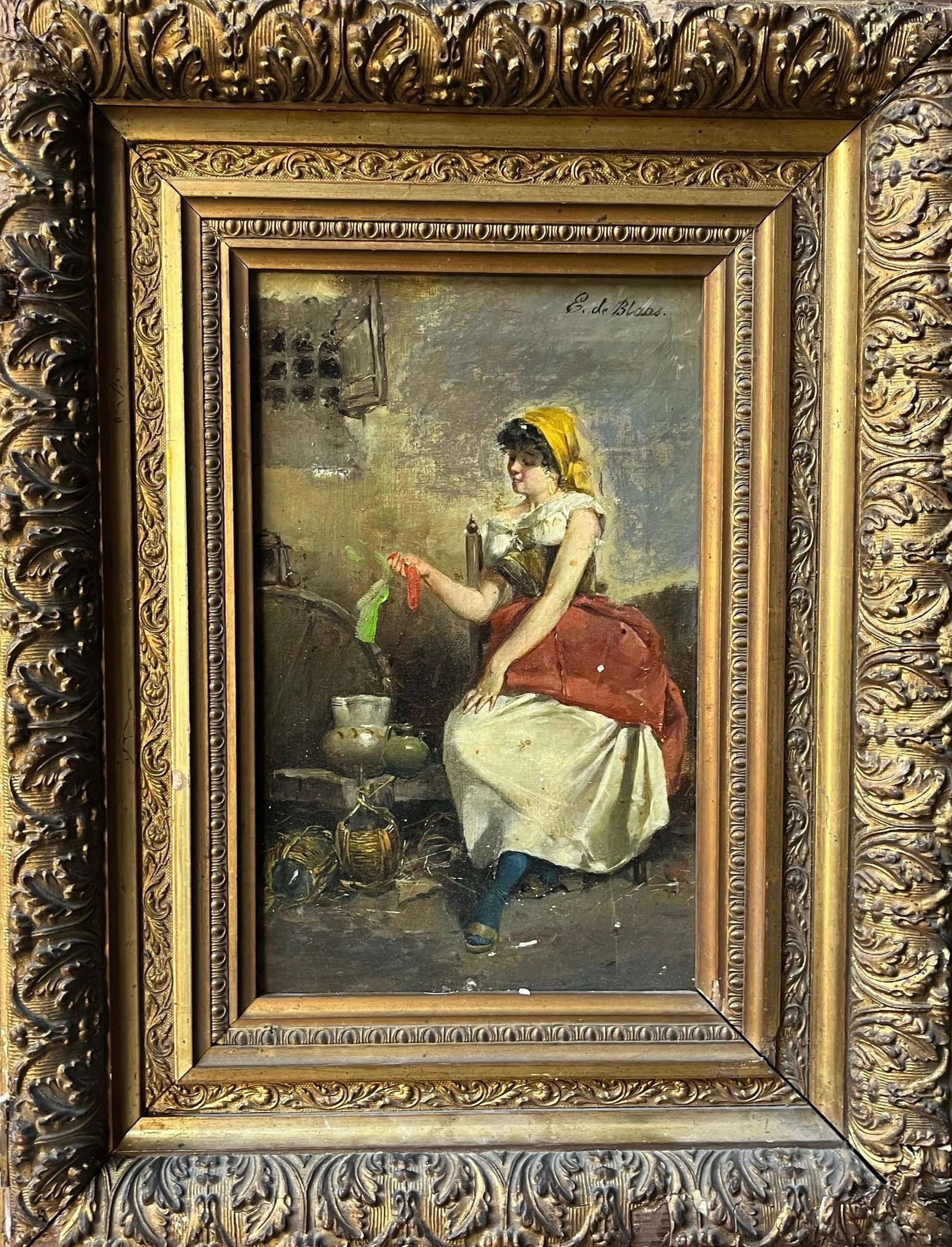Eugene de von Blaas oil and canvas 28 x 18 cm: Eugene de von Blaas oil and canvas. Approx. 28 x 18 cm. Art Artwork Artist.