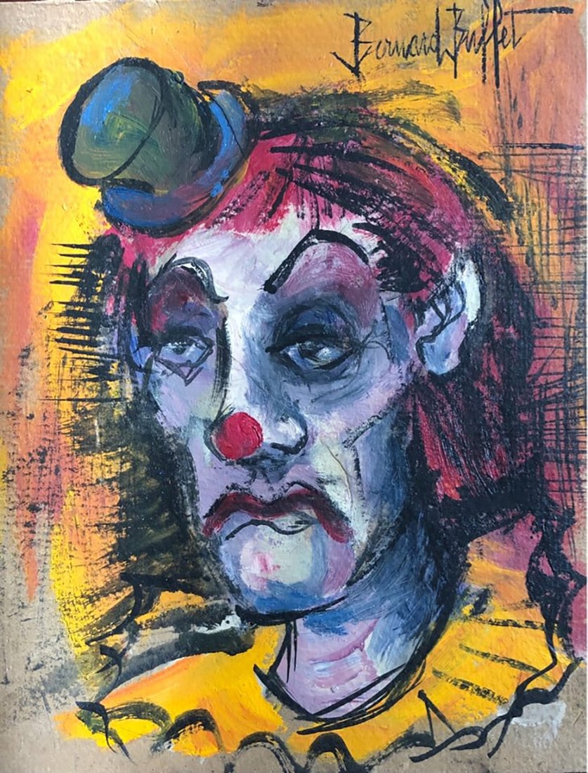 Bernard Buffet (1928-1999) original Oil painting on board: Bernard Buffet original Oil painting on board Bernard Buffet was a French painter Born (1928-1999) Hand signed 29x23 cm Art Artwork Artist.