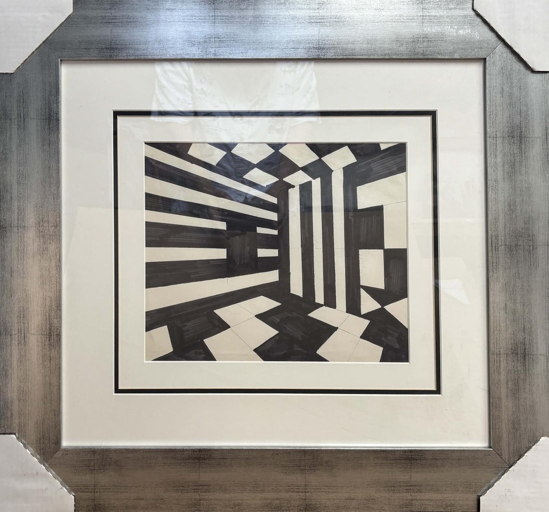 Original ink on paper.: Original Ink 13 x 10.5 image size inches. Custom framed. step Art Artwork Artist.