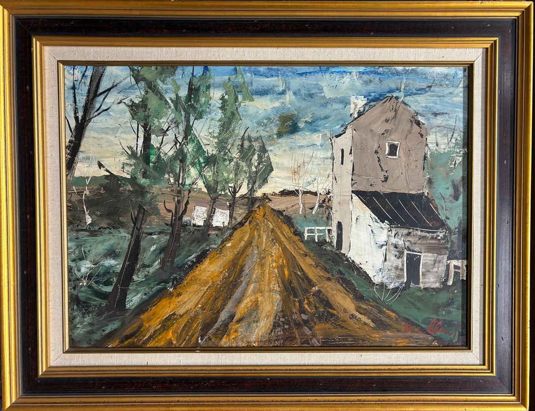 French village 1915 Oil painting signed Jerome Balleroy: French village 1915 Oil painting signed Jerome Balleroy 27 x 20 inches Original frame Art Artwork Artist.