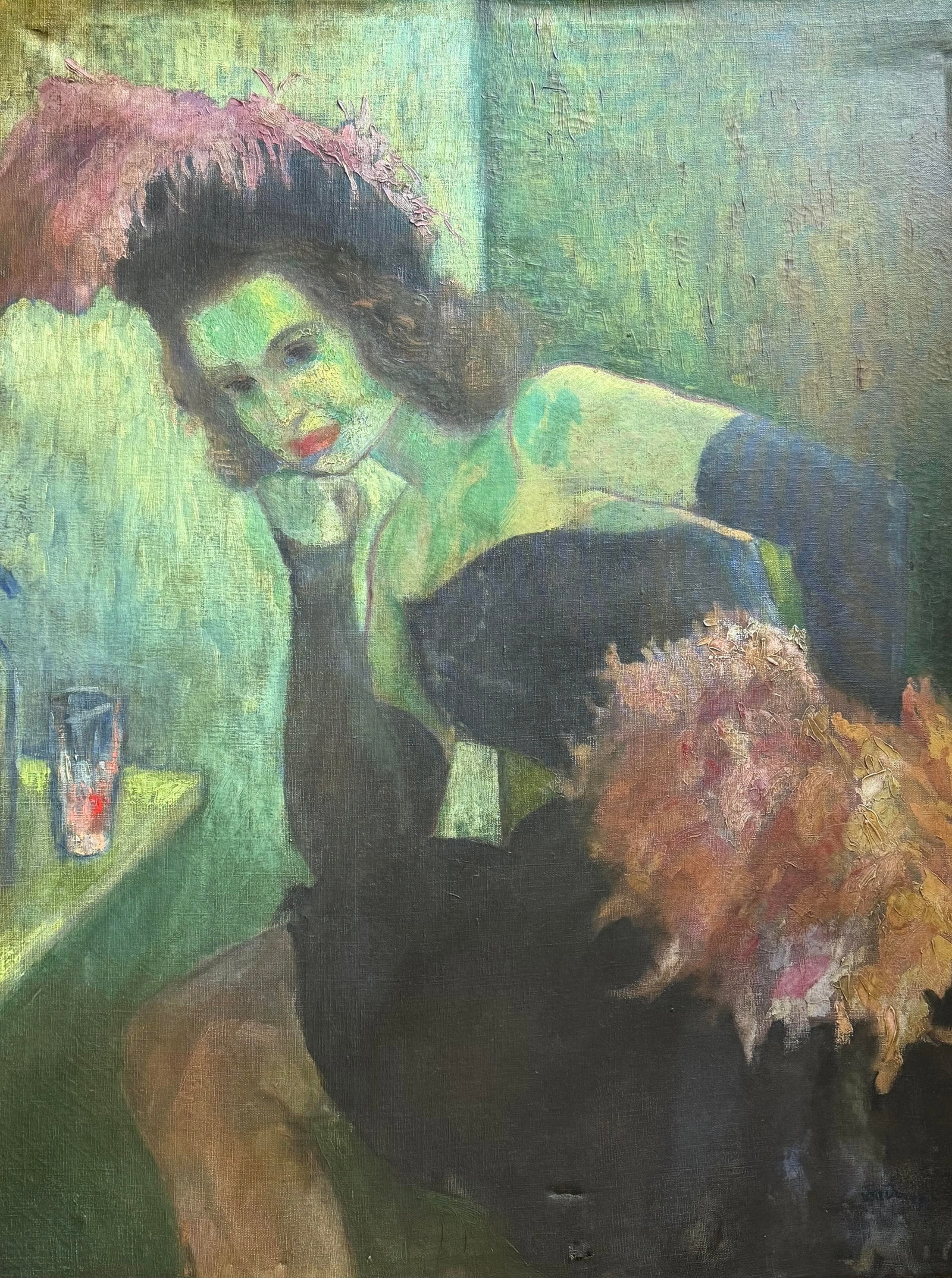 Kees van Dongen (1877-1968) Oil painting on canvas Attributed to Kees van Dongen Title: Woman in an: Kees van Dongen (1877-1968) Oil painting on canvas Attributed to Kees van DongenTitle: Woman in an InteriorDimensions: Approximately 90×60 cmSigned: Lower right corner, “Van Dongen”Provenance