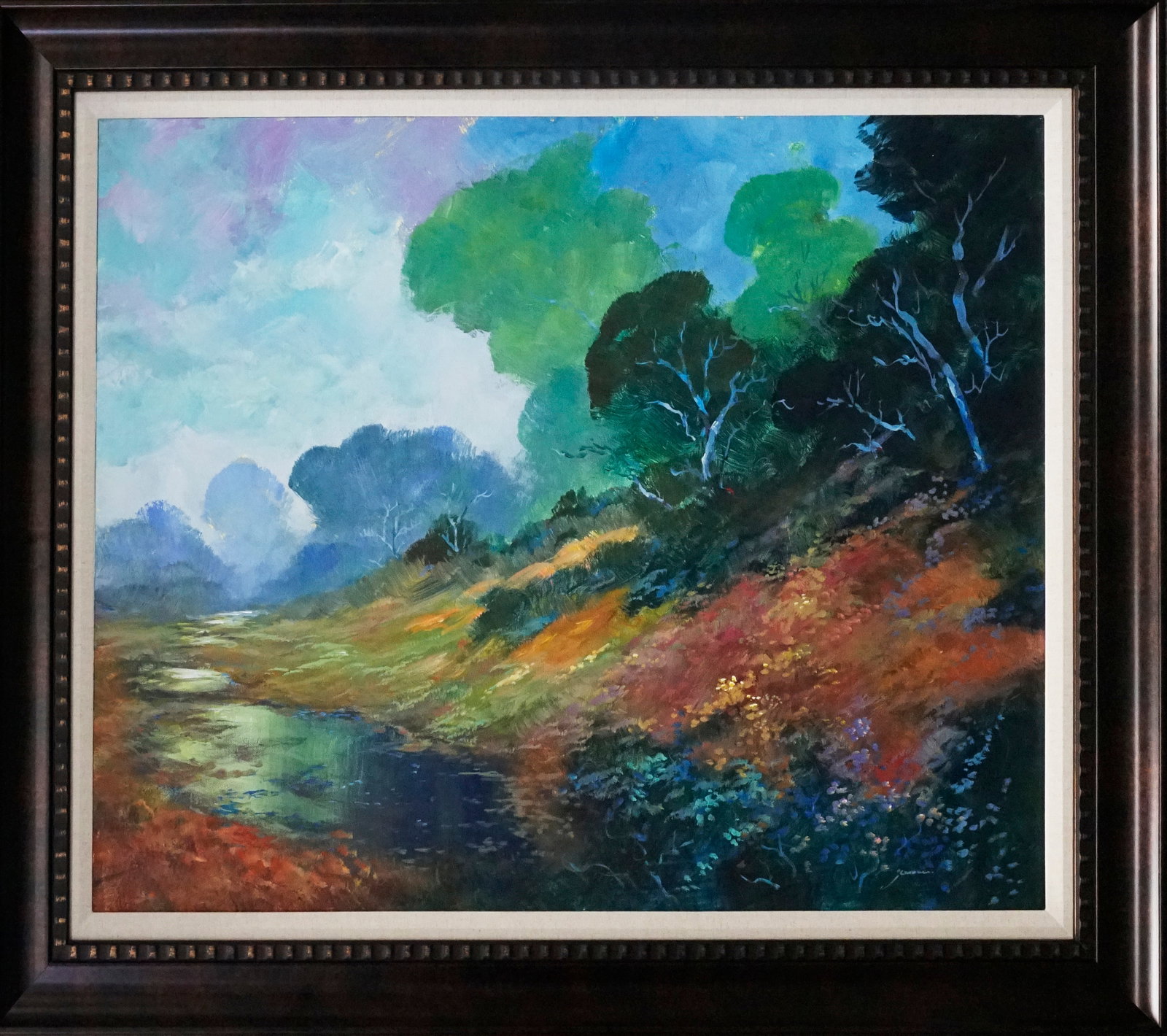 Michael Schofield (American 1947) Original Painting on canvas Landscape: by Michael Schofield (American 1947) Original Painting on canvas. Hand signed by the artist. One of a kind original Approx 30 x 40 inches. Includes certificate of authenticity. Custom Framed This work